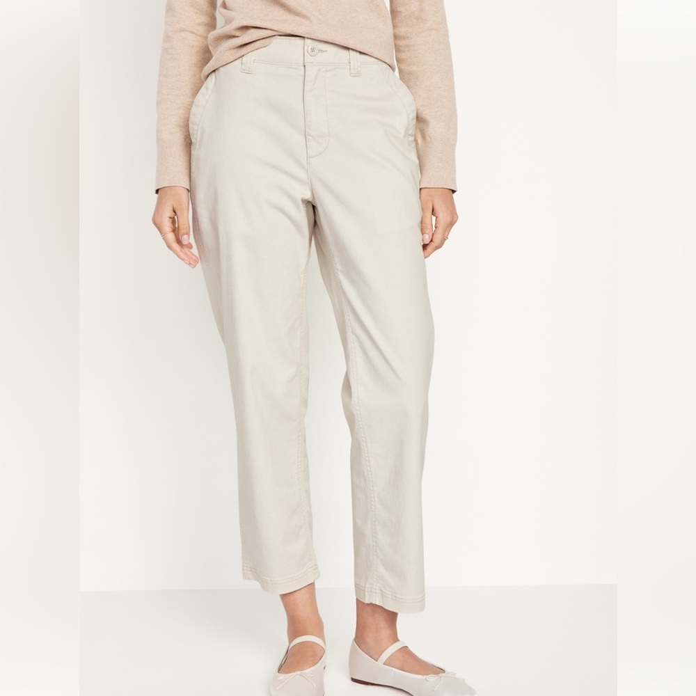 High-Waisted Chino Pants with Elastic Back